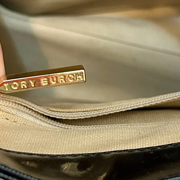 Tory Burch Black Patent Leather Logo Tote - EUC. - Picture 14 of 16